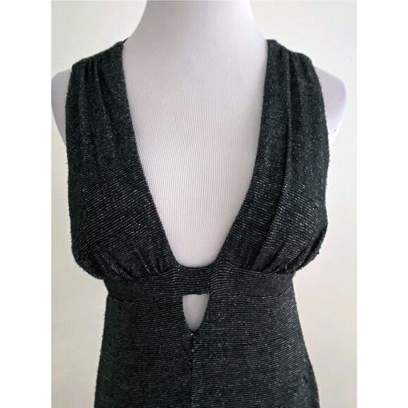 Free People Dance Of The Night Black & Silver Metallic Cut Out Dress Large - Picture 4 of 5